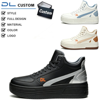 Chaussures de skate montantes pour hommes avec logo personnalisé, en cuir synthétique, à empiècements géométriques, style rétro décontracté, multicolores