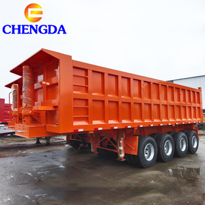 Chengda 60 Ton 4 Axle 40 Cubic Square Shape <strong>Box</strong> <strong>Used</strong> Heavy Duty Hydraulic Dump <strong>Trailer</strong> <strong>for</strong> Stone Stand Rock Hauling - Product Image 1