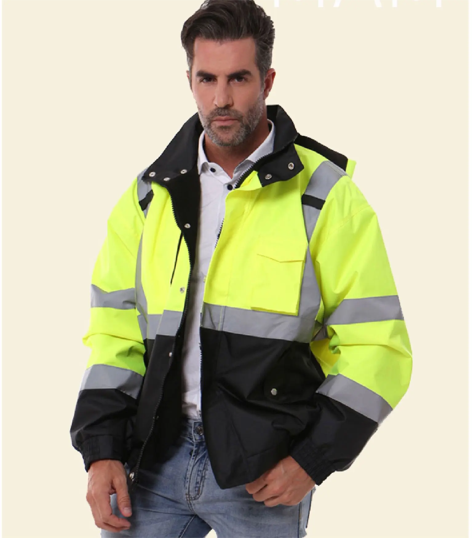 Impermeable cálido invierno seguridad reflectante chaqueta seguridad ropa tráfico vial