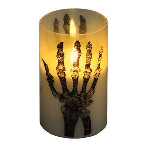 Groothandel Custom Plastic Witte Shell Kernkop Echte <span class=keywords><strong>Wax</strong></span> Elektronische Kaarsdruk Met Patroon Van Skelethanden/Bomen/Vleermuishuis - Product Image 4