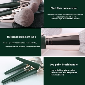 Set de 14 Brochas de Maquillaje Verdes, Pelo Sintético, Polvo Facial, Base, Kit Cosmético con Logotipo Personalizado - Product Image 3