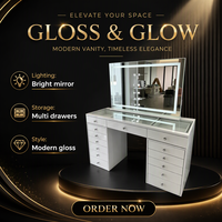 Table de maquillage blanche avec miroir, bureau de coiffure avec tiroirs de rangement pour chambre à coucher et salon