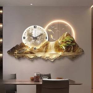 Tranh đồng hồ treo tường tĩnh vật hiện đại phong cách Jinshan Rizhao, vẽ sơn tĩnh điện tùy chỉnh, trang trí sang trọng cho phòng ăn/phòng khách - Product Image 3