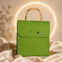 Sac à poussière réutilisable en feutre épais et doux, avec poignée en bambou, prix direct usine, pour le rangement de chaussures, sacs à main, bagages de voyage et emballage.