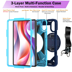 Funda Protectora Resistente para Tablet, Color Azul Marino, Absorbente de Impactos, para Redmi Pad 2 de 11 Pulgadas, con Soporte Giratorio de 360 Grados y Correa de Mano - Product Image 5