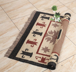 Top vente Designer brodé Boho Style Kilim tapis à la main laine Jute motif géométrique tapis maison hôtel cuisine salon - Product Image 2
