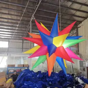 Nightclub Decoration Color Changing Inflatable Led Star Oxford Inflatable Hanging Led Stars For Party