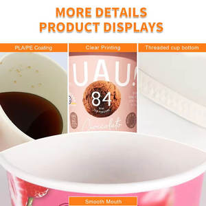 Récipients en papier Coupe à <span class=keywords><strong>glace</strong></span> Sundae Dessert avec cuillère Couvercle dôme Couleurs personnalisées Imprimé Emballage à emporter - Product Image 6