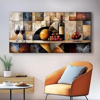Grande Peinture à l'Huile Impressionniste Personnalisée sur Verre à Vin, Paysage Champêtre, Art Mural en Bois pour Salon, Bureau, Cuisine, Décoration Intérieure
