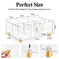 Organisateur de sachets de thé en acrylique festonné, style nordique moderne et esthétique, avec pieds dorés, 8 compartiments, support transparent pour sachets de sucre, durable