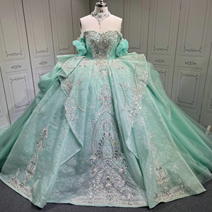 Mumuleo Vestido de Quinceañera Aqua con Cristales Brillantes Vestidos de 15 Años Princesa Dulces 15 16 Años para Fiesta de Cumpleaños - Product Image 1
