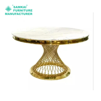 SK-YHZ-K003 usine vente en gros de nouveau modèle de tables à gâteaux rondes en acier inoxydable doré pour événements de mariage