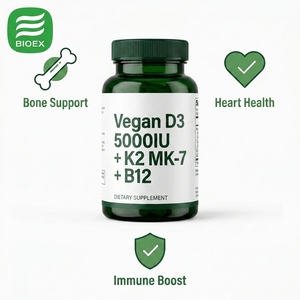 Vitamina D3 Vegana 5000UI K2 MK-7 B12 per Supporto Osseo, Cardiaco e Immunitario, Capsule Softgel <span class=keywords><strong>di</strong></span> <span class=keywords><strong>Colecalciferolo</strong></span> OEM Etichetta Privata - Product Image 3