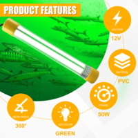 50W vert LED Submersible sous-marine pêche lumière Crappie Shad bateau nuit pêche Finder lampe goutte profonde lumière 5M câble