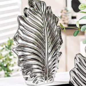 Jarrón de Cerámica Plateado Moderno, Modelo 'Monstera', para Mesa, L 11cm, W 37cm, H 45cm (Modelo 920947485) - Product Image 5