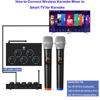 Mixeur Karaoké avec Microphone Sans Fil KTV, Carte Son D SP, Micro Dynamique Optique UHF Sans Fil, Mixeur Karaoké Métallique HD TV
