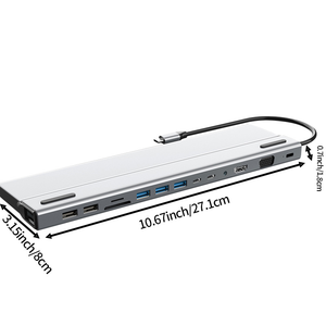ฮับ USB คุณภาพสูง 14 in <span class=keywords><strong>1</strong></span> พร้อมแท่นวาง และฮับ USB Type-C 3.0 แบบหลายพอร์ต รองรับ VGA และ PD สำหรับแล็ปท็อป - Product Image 1