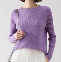 Pull d'hiver pour femme en cachemire 100% premium, 12 gauge, léger, tricoté à côtes vintage, manches longues, coupe classique, col rond, personnalisé