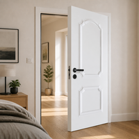 Porte intérieure composite robuste insonorisée en bois pré-peint blanc à 2 panneaux cintrés, prête à l'emploi, pour usage résidentiel (vente en gros)
