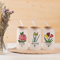 Entrepôt aux États-Unis 25 pièces 16oz verres vierges givrés transparents à sublimation avec couvercle en bambou et paille, verres à jus de soda pour traiteur