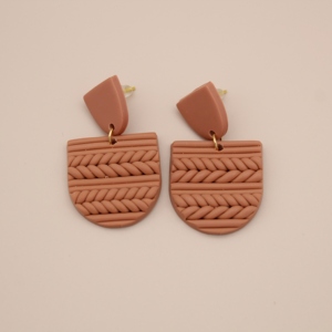 Jachon – boucles d'oreilles pendantes en argile polymère, boucles d'oreilles en poterie douce, Art créatif, tissage rond géométrique rétro - Product Image 2