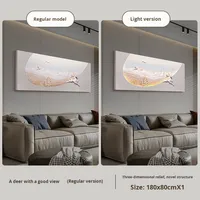 Lukisan Dekoratif Ruang Tamu 3D Relief Modern Sederhana Motif Hewan & Pegunungan, Dilengkapi Lampu, Dapat Digantung, Seni Dinding Latar Belakang Kelas Atas