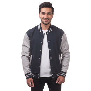 Blouson universitaire personnalisé pour homme en molleton 100 % coton, col montant, style urbain, avec appliques pour le basketball - Product Image 1