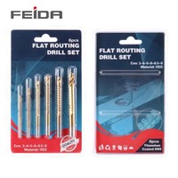 FEIDA Lot de 6 forets à scie HSS revêtus de titane, forets de fraisage pour le travail du bois 3mm 4mm 5mm 6mm 6.5mm 8mm