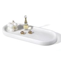 Plateau en marbre blanc de style naturel minimaliste et luxueux, décoration, plateau à bijoux, plateau de service ovale pour la maison et la salle de bain