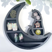 Offre Spéciale de pierre de guérison de roche naturelle spirituelle chat dans la lune quartz support en bois support en cristal ornements de pierres précieuses en cristal