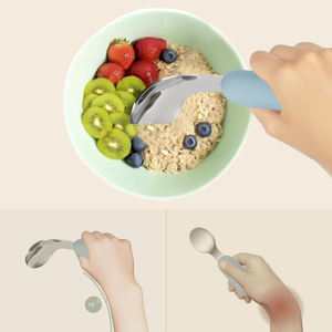 <span class=keywords><strong>BAP</strong></span> gratuit Silicone bébé cadeau ensemble ustensiles Non toxiques enfant en bas âge manger formation alimentation douce en acier inoxydable bébé cuillère fourchette ensemble produit - Product Image 5