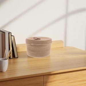 Modern <b>Storage</b> <b>Basket</b> Cotton Rope Braided Lid Seagrass PC Material for Coffee Table Desktop Sundries Cosmetic <b>Storage</b> - Product Image 4
