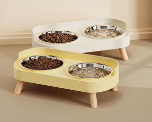 Bol double anti-renversement en acier inoxydable et plastique pour chats et chiens, protège les vertèbres cervicales, empêche les déversements, utilisation intérieure/extérieure - Product Image 6