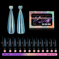 Puntas de extensión de uñas de poligel profesionales de cobertura completa, de doble forma, con diseños Stiletto, Almendra y Cuadrado, líneas transparentes y escaladas, y dedos de plástico
