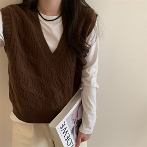 Maglione da <span class=keywords><strong>Donna</strong></span> Primaverile Senza Maniche in Lana con Scollo a V, Pullover Invernale da <span class=keywords><strong>Donna</strong></span> Smanicato Anti-pilling - Product Image 4