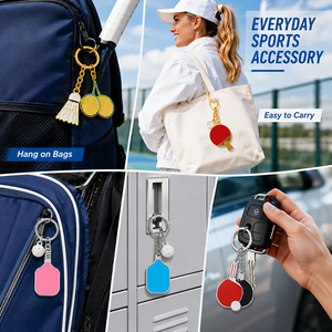Envío Rápido, Espléndido Llavero Deportivo de Metal con Diseño 3D de Raqueta de <span class=keywords><strong>Ping</strong></span> Pong, Pickleball y Tenis, en Aleación de Zinc Esmaltada - Product Image 4