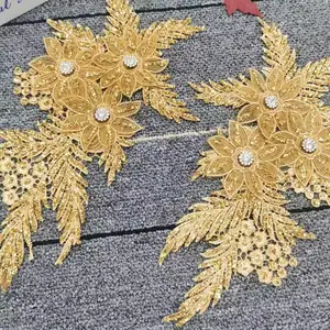 Adesivos de tecido com strass e flores tridimensionais multicoloridas decalques de colar DIY decoração de corsage