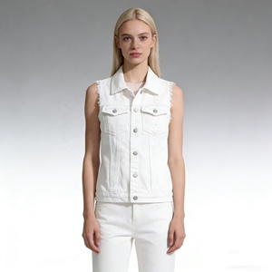 Women's Soft Denim Vest Tank Top – Sleeveless Raw Hem, Button Front, Regular Fit (Size M/Small) - View #10