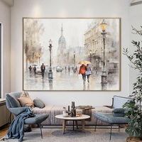 En gros Personnalisé Haute Qualité Ville Architecture Routes et Personnes Coloré Paysage Abstrait Art Travail Photos Décor À La Maison