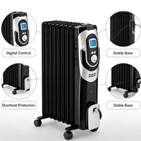 Radiateur intelligent à huile avec écran LCD et thermostat électronique pour le chauffage de la maison et du bureau