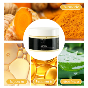 Masque d'argile au curcuma et à la vitamine C biologique en marque privée, masque facial en argile naturel végétalien, soin de la peau, masque d'argile pour homme en marque privée - Product Image 3