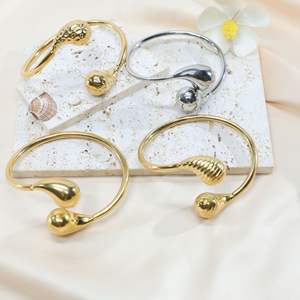 Yuhui Titanium Steel Bangle Water Drop Shape 18K Gold Plated <b>Adjustable</b> Women's Jewelry Party Fashion <b>Bracelet</b> - Product Image 1