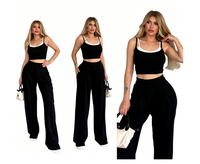 Ensemble deux pièces pour femme : Gilet et pantalon coupe ample, Nouvelle Collection, Styles sportifs et streetwear décontractés, Lettres contrastantes, Double ceinture