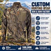 Pullover de chasse personnalisé à manches longues, séchage rapide, col montant zippé, motif camouflage arboral, avec poche poitrine zippée