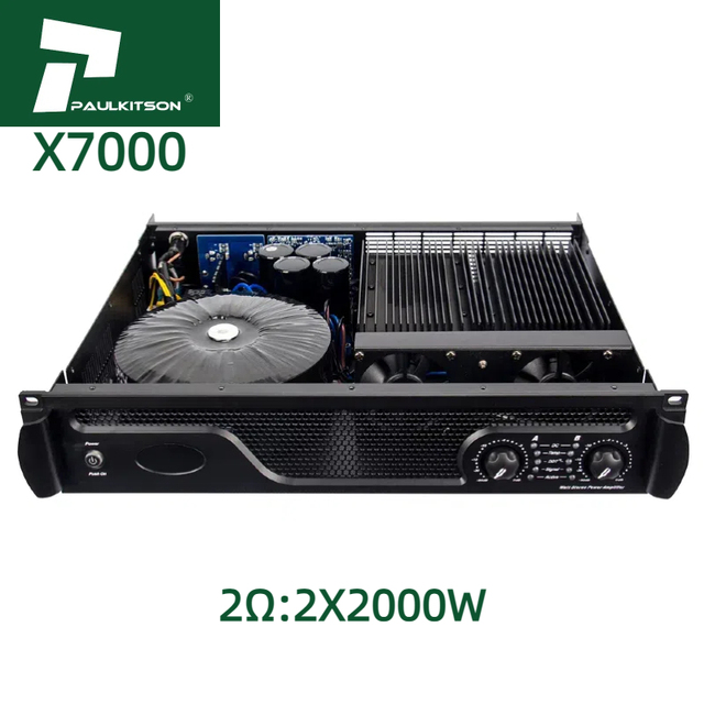 Paulkitson X7000 2 Ohms Class TD Power Amplifier 2x1000W Professional Audio Power with 4ohm & 8ohm Impedance Sound Equipment