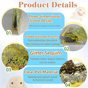 Bolsa de Cosméticos Transparente de PVC con Purpurina de Estrellas, Bolsa de Cosméticos de Viaje de Gran Capacidad y Alta Calidad con Botón, Puede Guardar Productos para el Cuidado de la Piel - Product Image 2