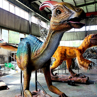 Tête de dinosaure animatronique faite à la main pour aire de jeux pour enfants, décoration ou exposition sur le thème de la tête de Parasaurolophus