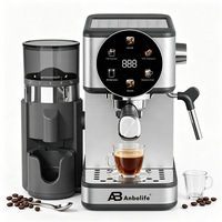 Cafetera Espresso Compacta y Silenciosa Anbolife, 20 Bares, Molinillo Integrado, Pantalla Táctil Grande, Presión Estable, OEM