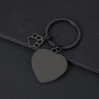 Porte-clés personnalisé vierge en acier inoxydable poli miroir, pour impression laser UV DIY, cadeau promotionnel en gros, pendentif cœur ou patte