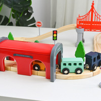 2024 nouveauté haute qualité 80 pièces en bois jeu éducatif bricolage Train voie ferrée trafic ensemble pour enfants enfants garçons filles
